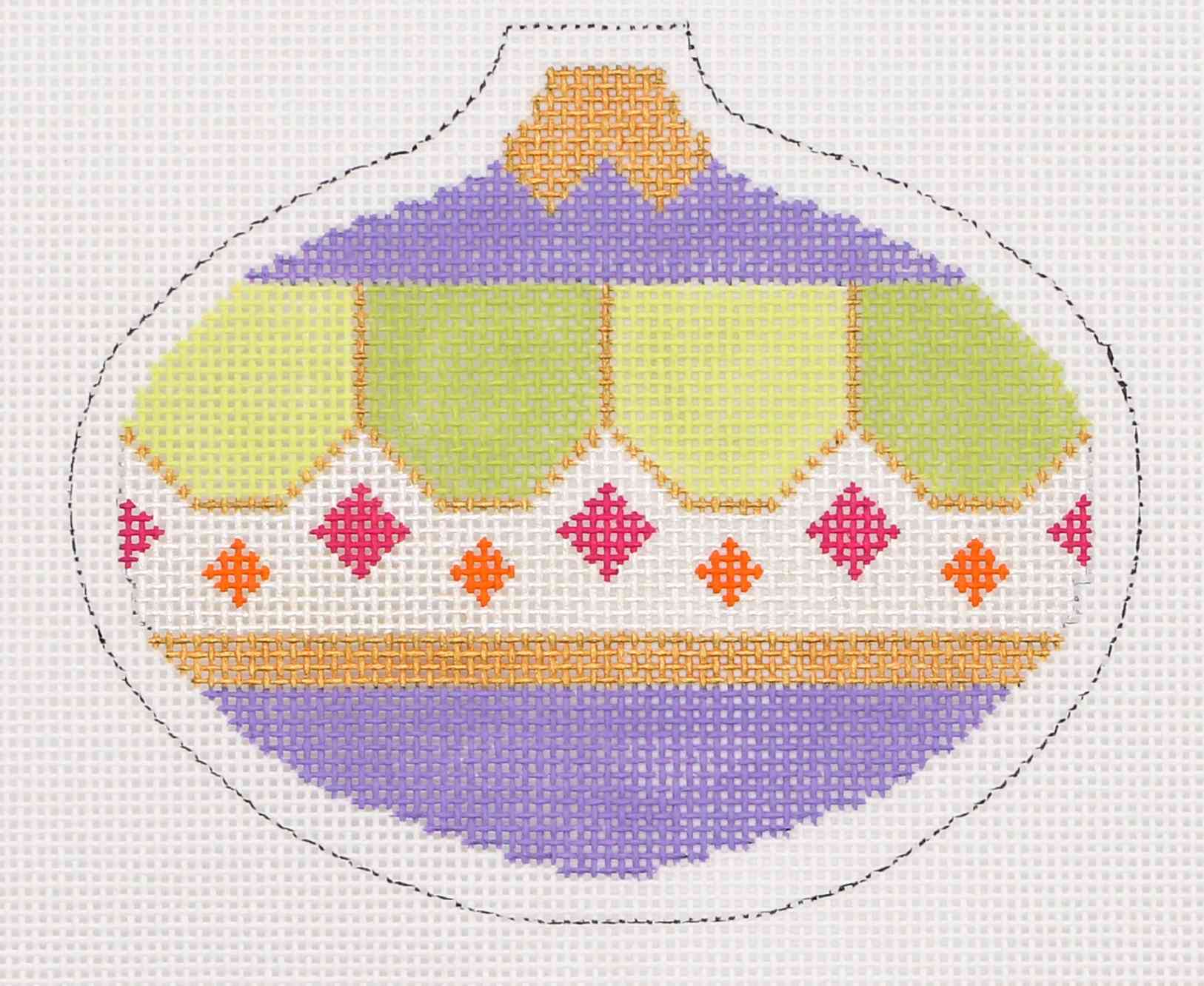 purple/Green Bauble - Mid-Century Ornament