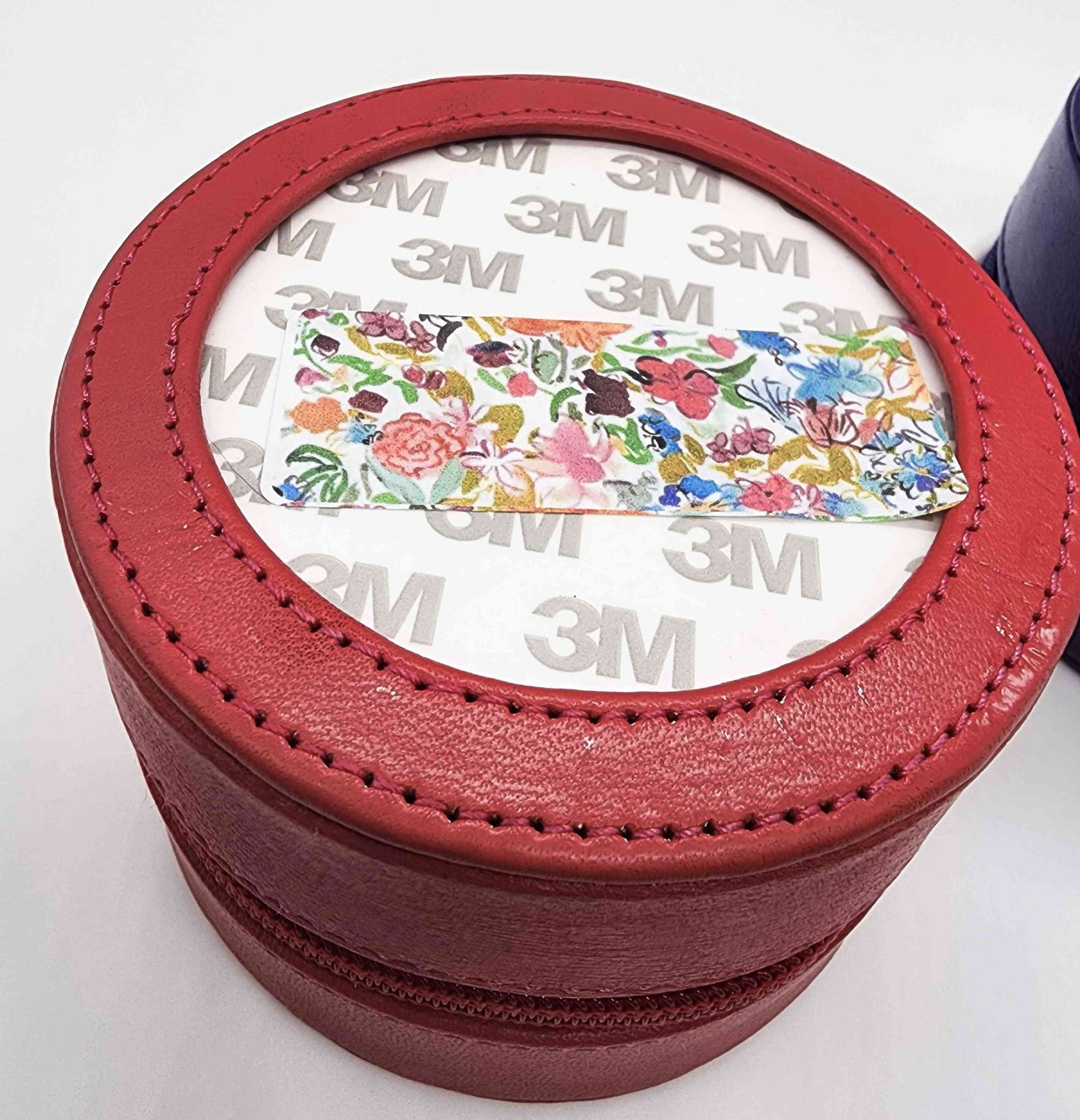 Round Leather Case 4" - Assorted Colors - Red