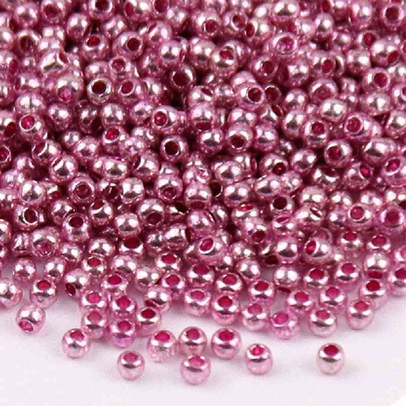 Metallic Glass Round Beads - Deep Pink