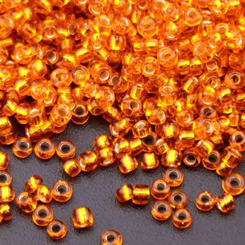 Silvery Seed Beads - Orange
