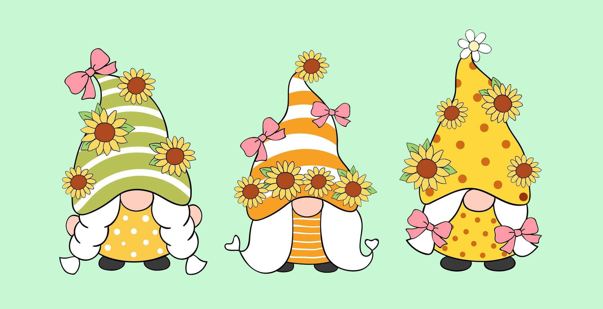 Sunflower Gnome Trio 1