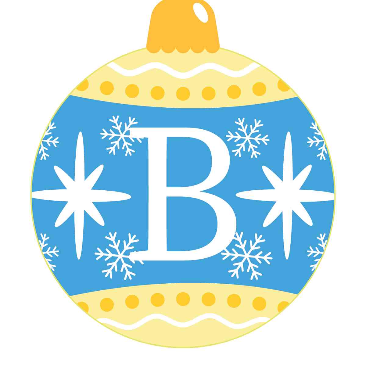 Ornament - Snow Flakes Christmas Ball (Letter B)