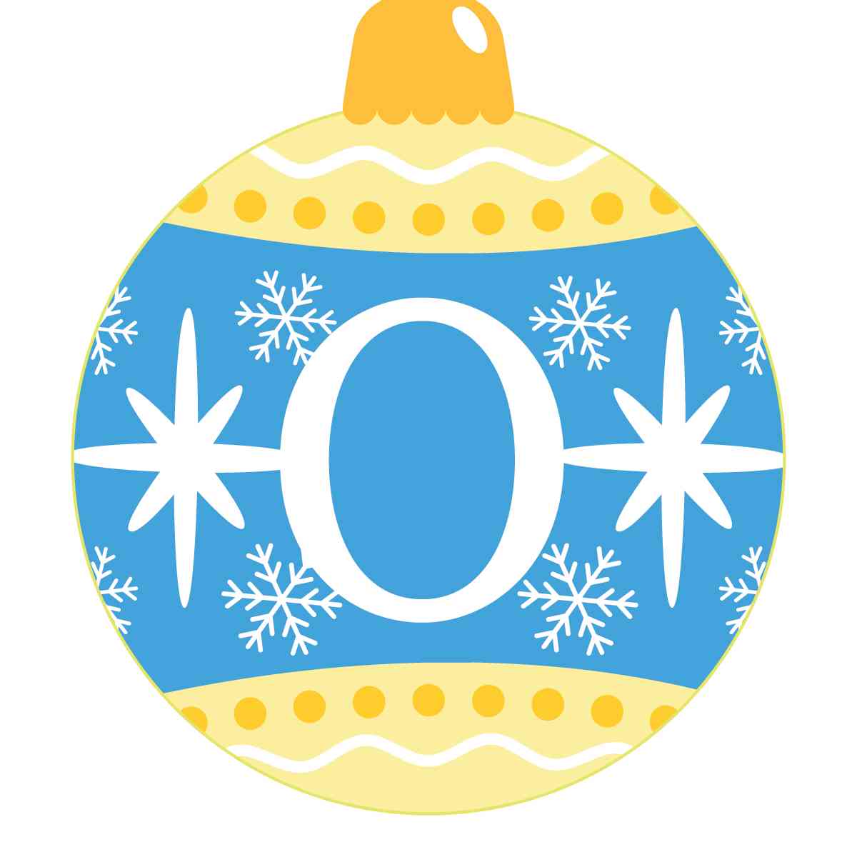 Ornament - Snow Flakes Christmas Ball (Letter O)