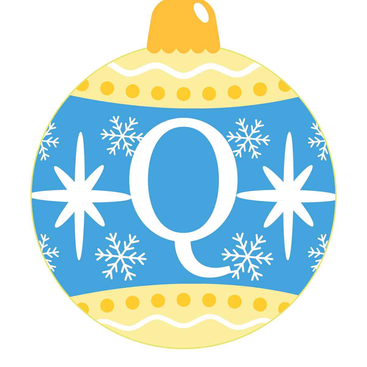 Ornament - Snow Flakes Christmas Ball (Letter Q)