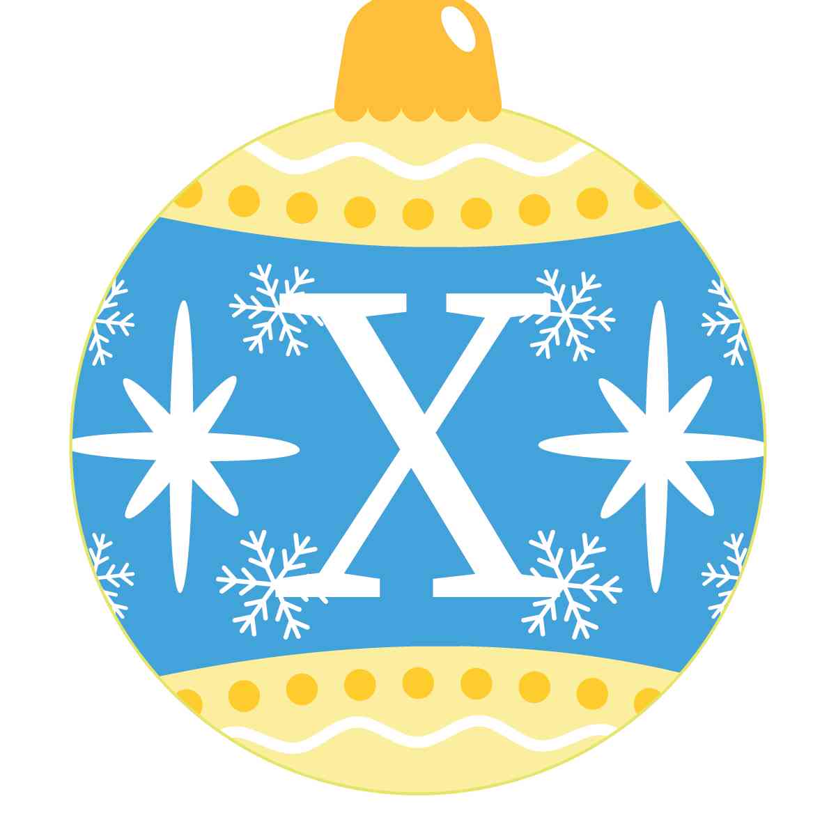 Ornament - Snow Flakes Christmas Ball (Letter X)