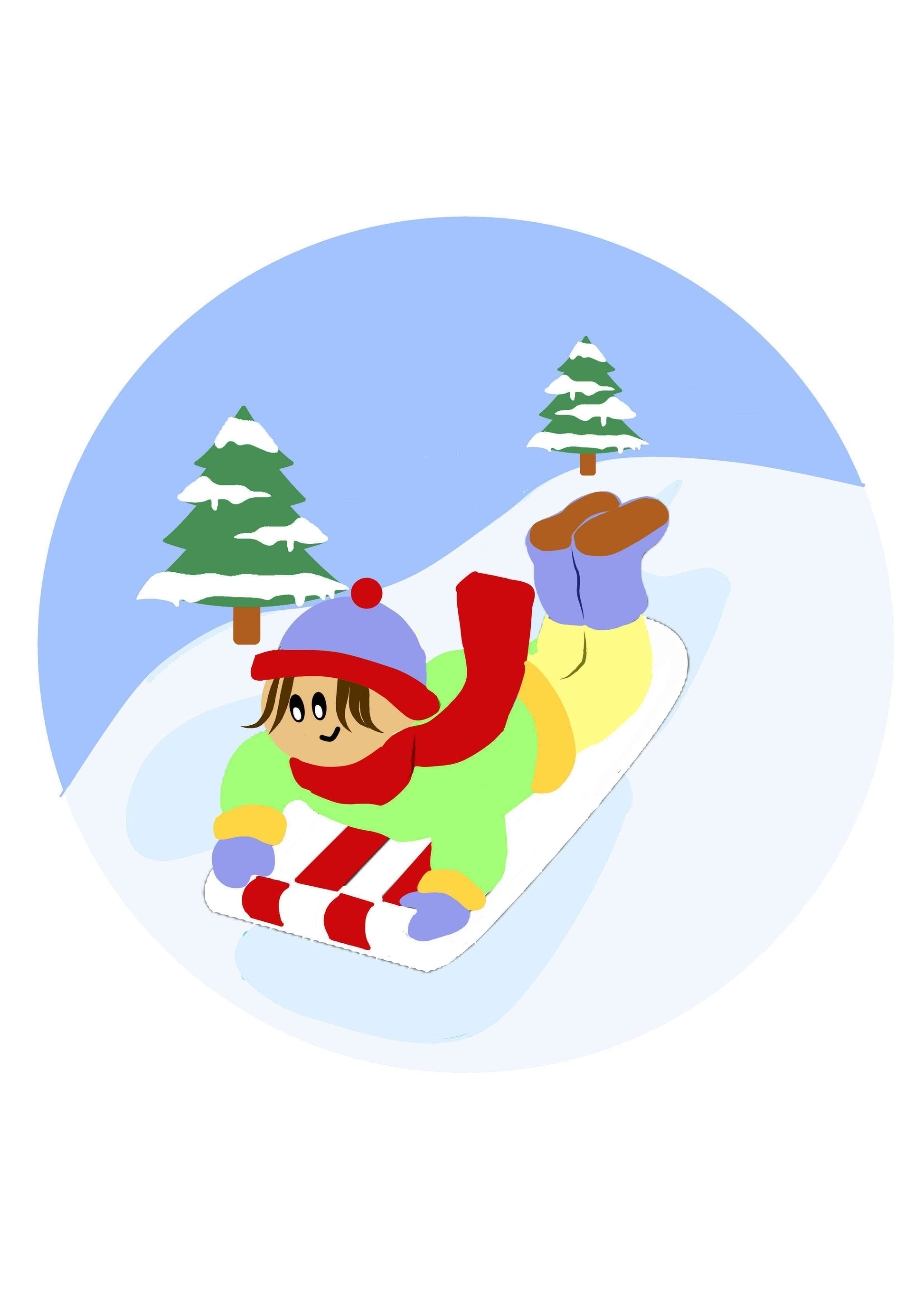 Winter Ornament - Child Sledding