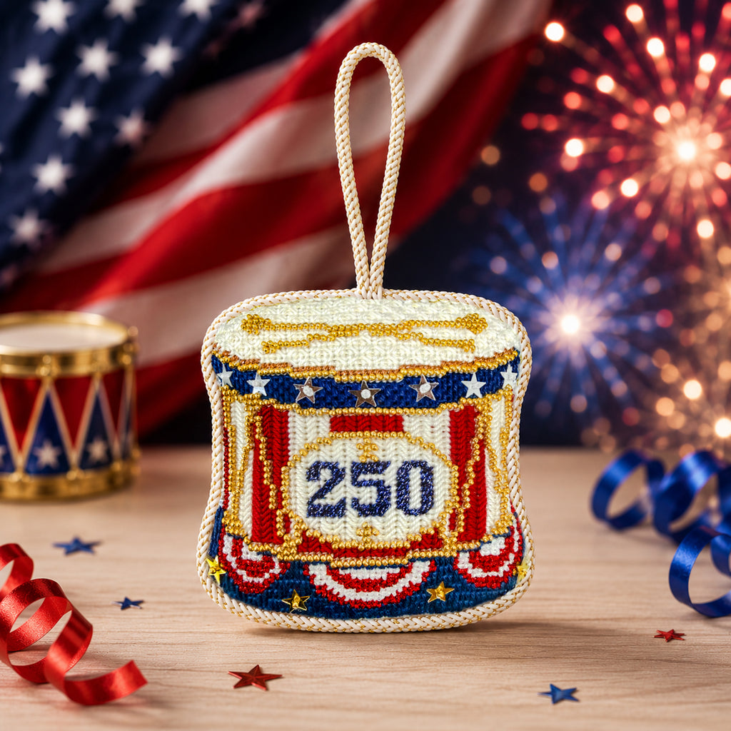 America 250 Celebration Collection #4 – Patriotic Parade Drum Ornament Kit