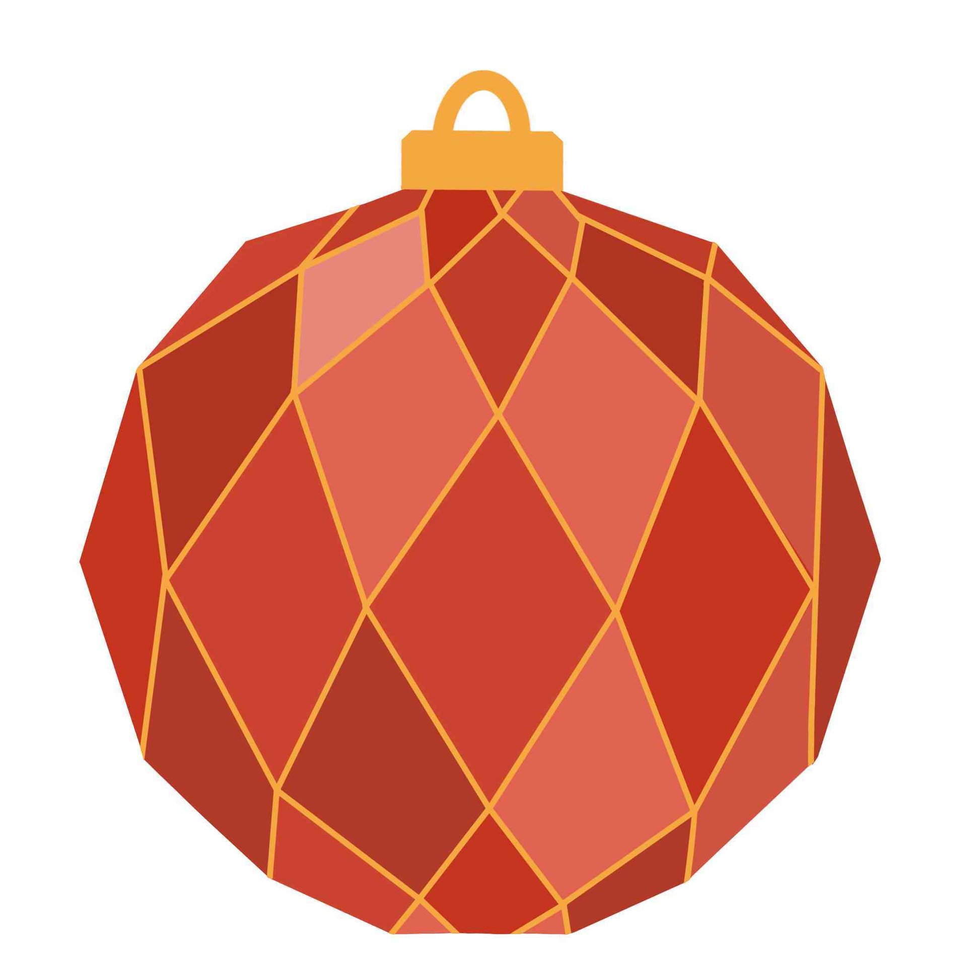 18CT Printed Canvas-Red Geometric Christmas Ball
