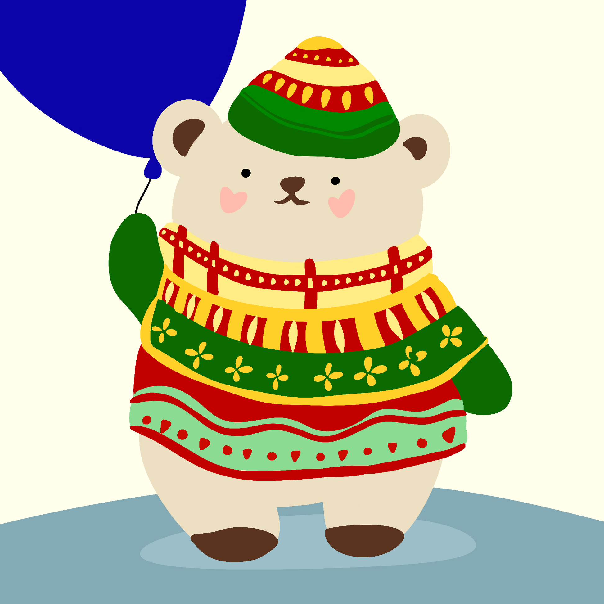 Festive Bear with Balloon