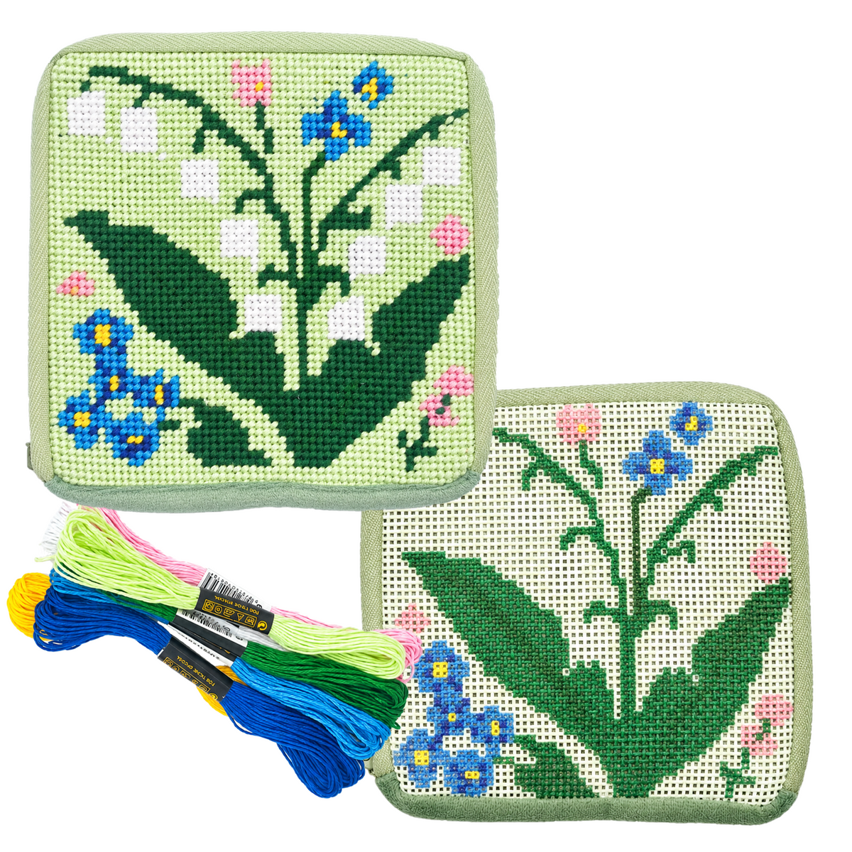 Lily & Forget-Me-Not Needlepoint Zip Pouch Kit