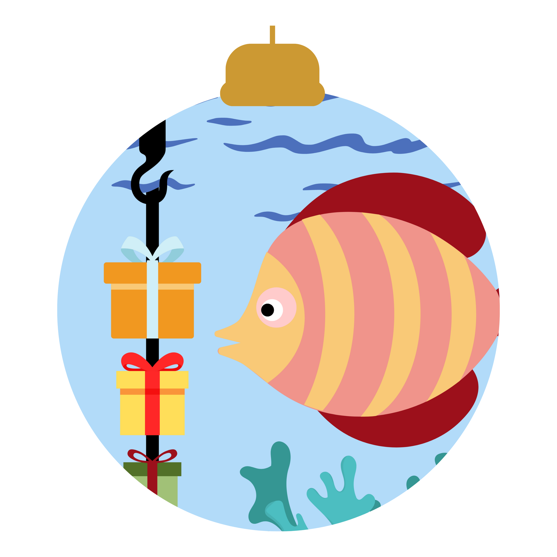 Fish and Gifts in Ornament