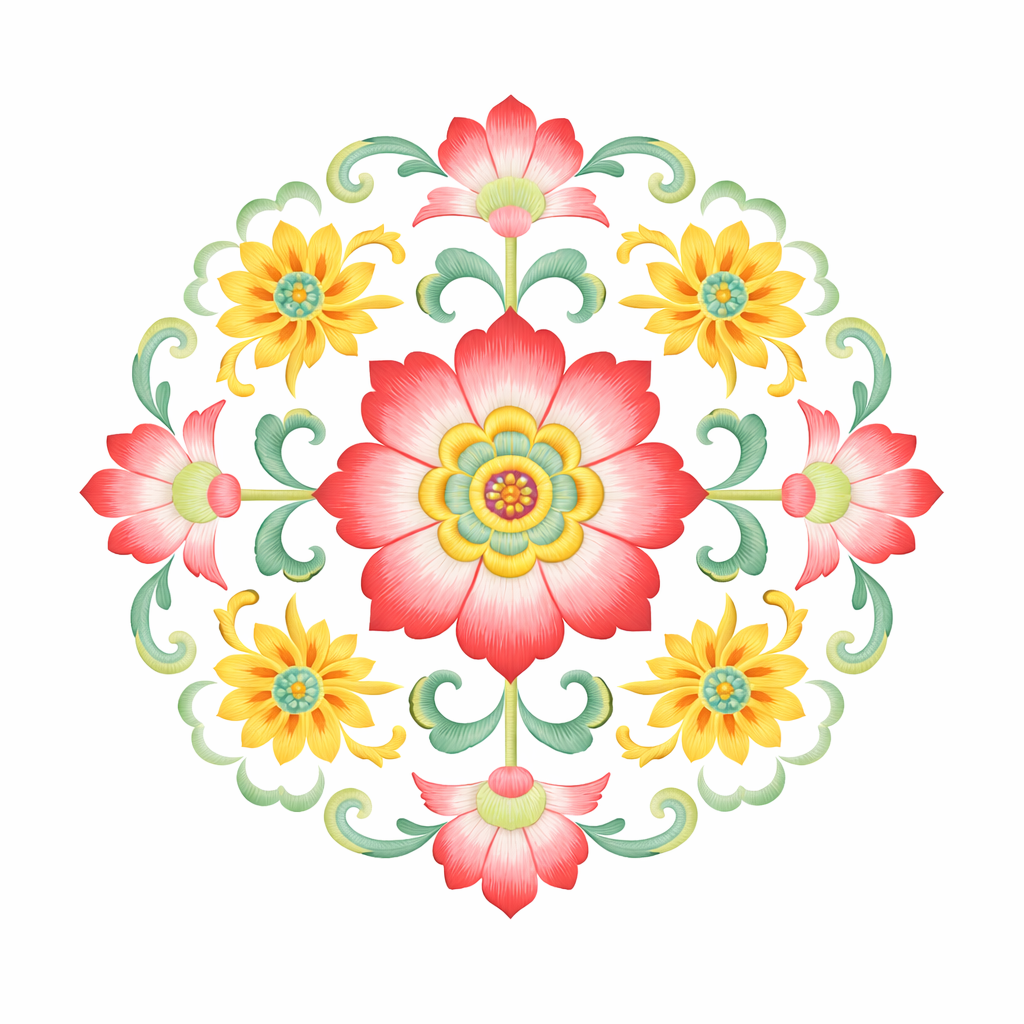 Traditional Chinese Auspicious Motifs - Flowers Bloom