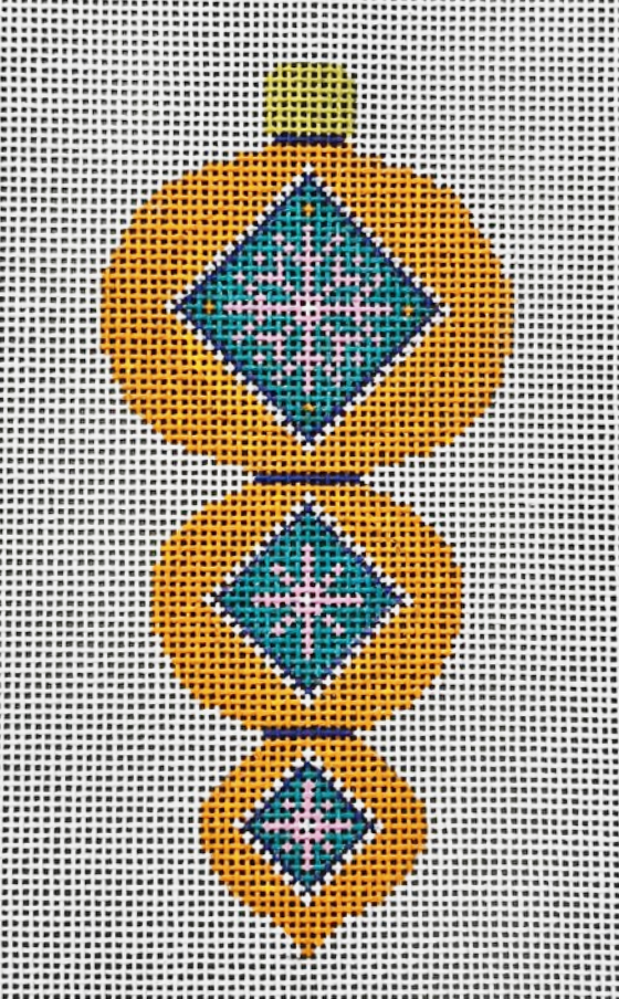 Tri-Tiered Needlepoint Ornament: Pink Snowflake