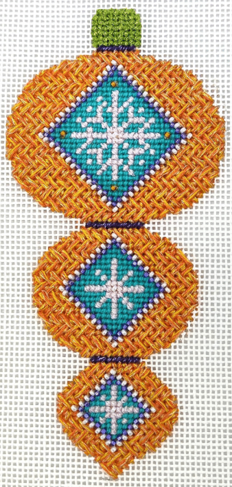 Tri-Tiered Needlepoint Ornament: Pink Snowflake