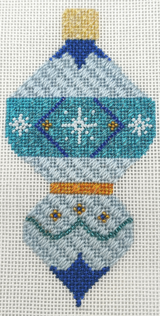 Pale Blue Snowflake Needlepoint Holiday Ornament