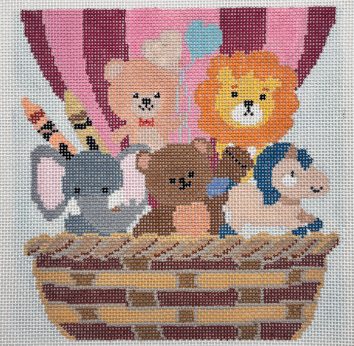 Cute Animal Plush Toys in a Hot Air Balloon