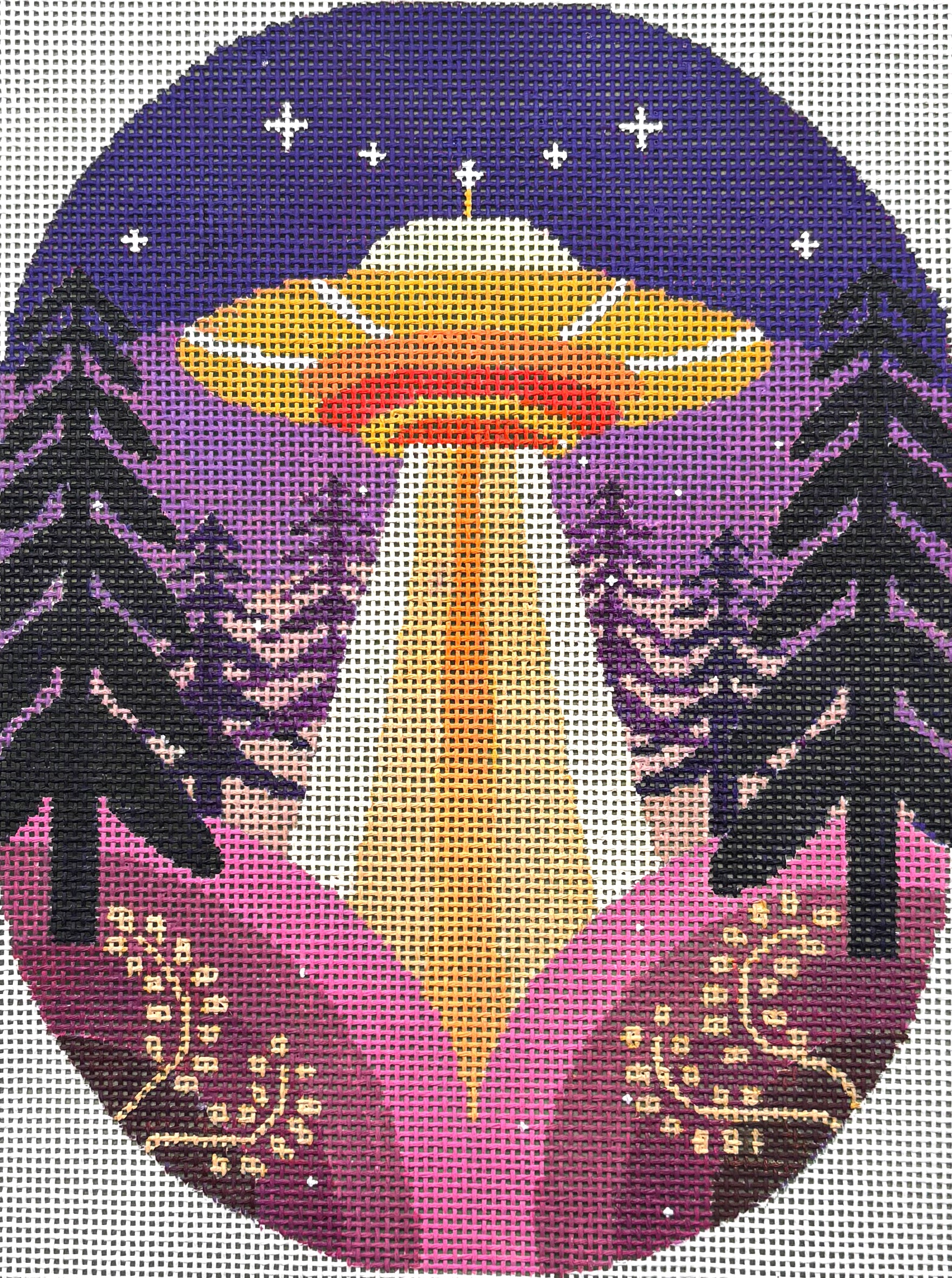 UFO in the forest at night