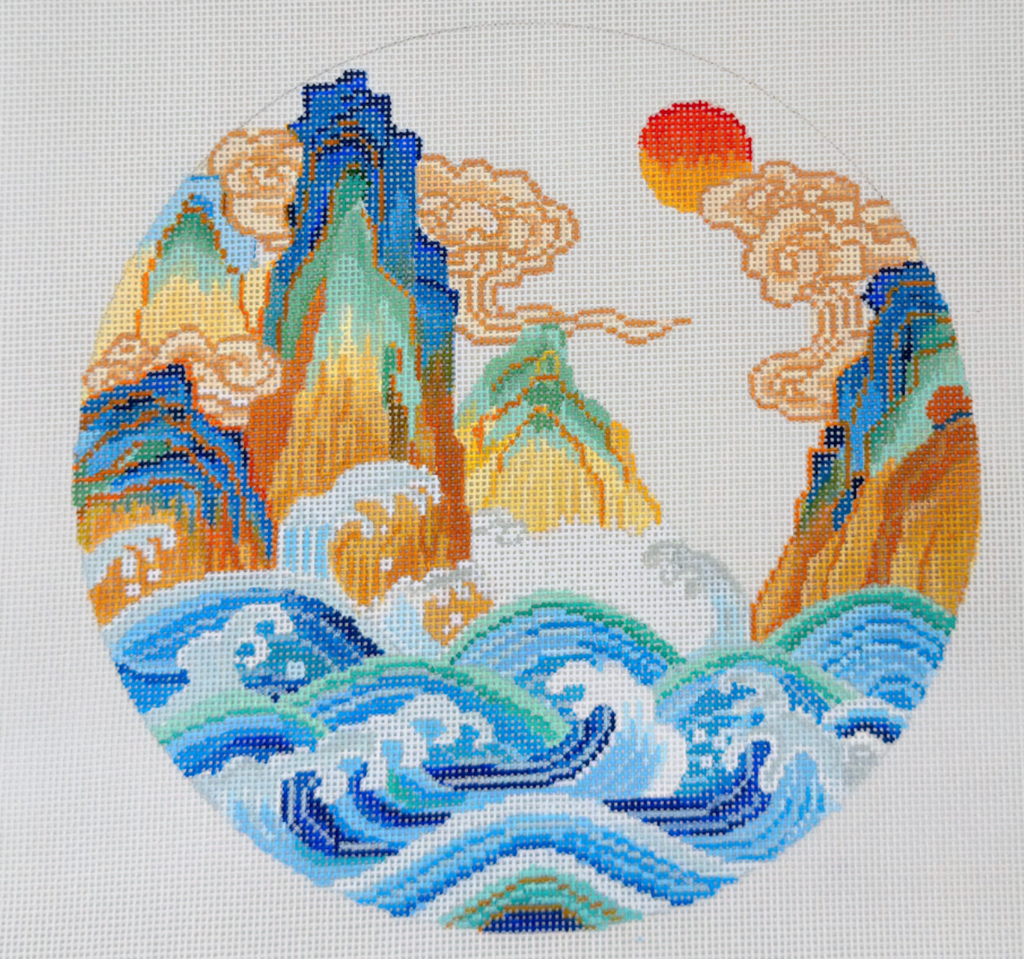 Traditional Chinese Auspicious Motifs - Mountains, Waves & Sunlit Clouds