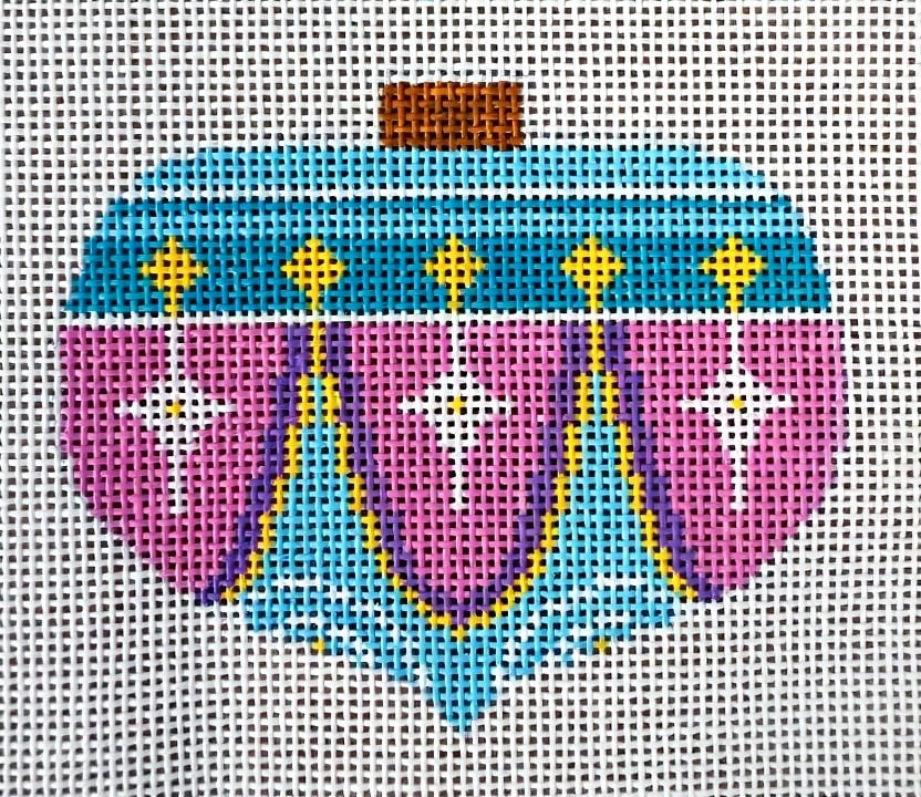Festive Turquoise-Pink-Purple Holiday Ornament