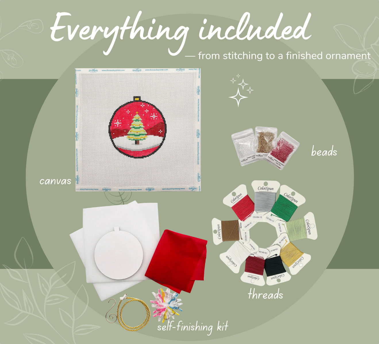 Holiday Ornament Stitch & Self-Finishing Kit