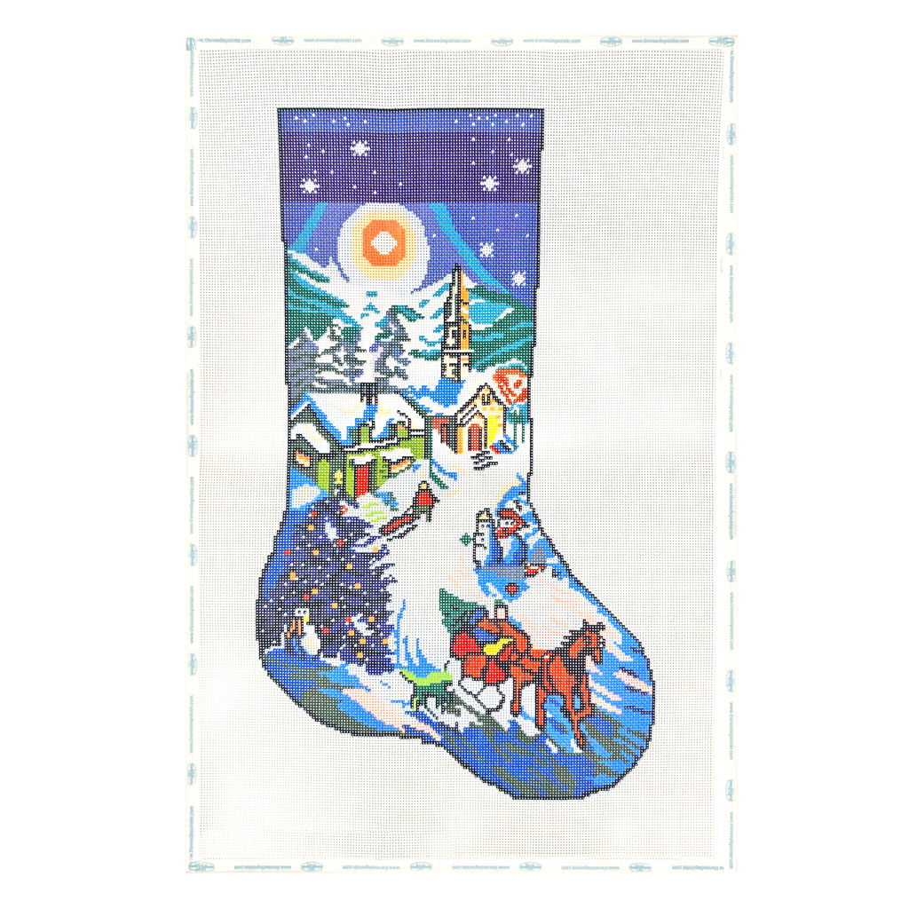 Printed Christmas Stockings - Winter Village Sleigh Ride