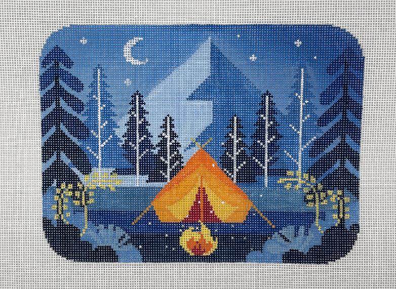 Camping at night in the forest