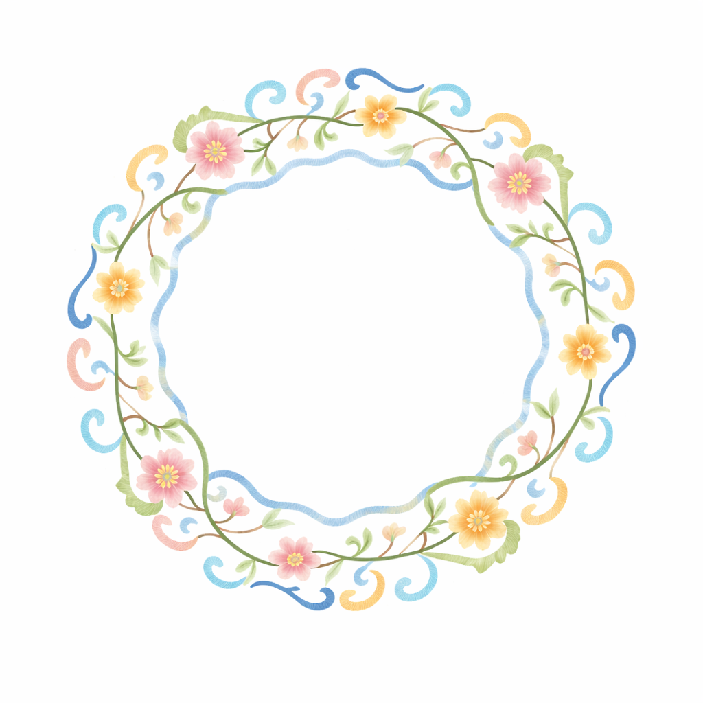 Traditional Chinese Auspicious Motifs - Pastel Floral Wreath