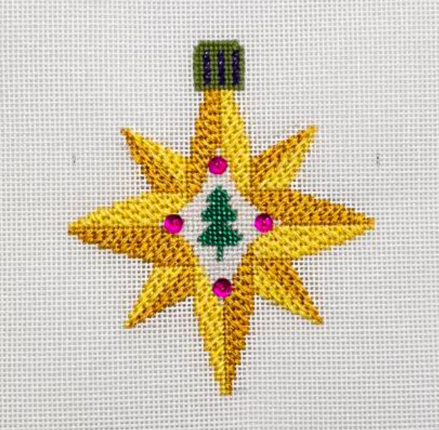 Golden Star Christmas Ornament Needlepoint