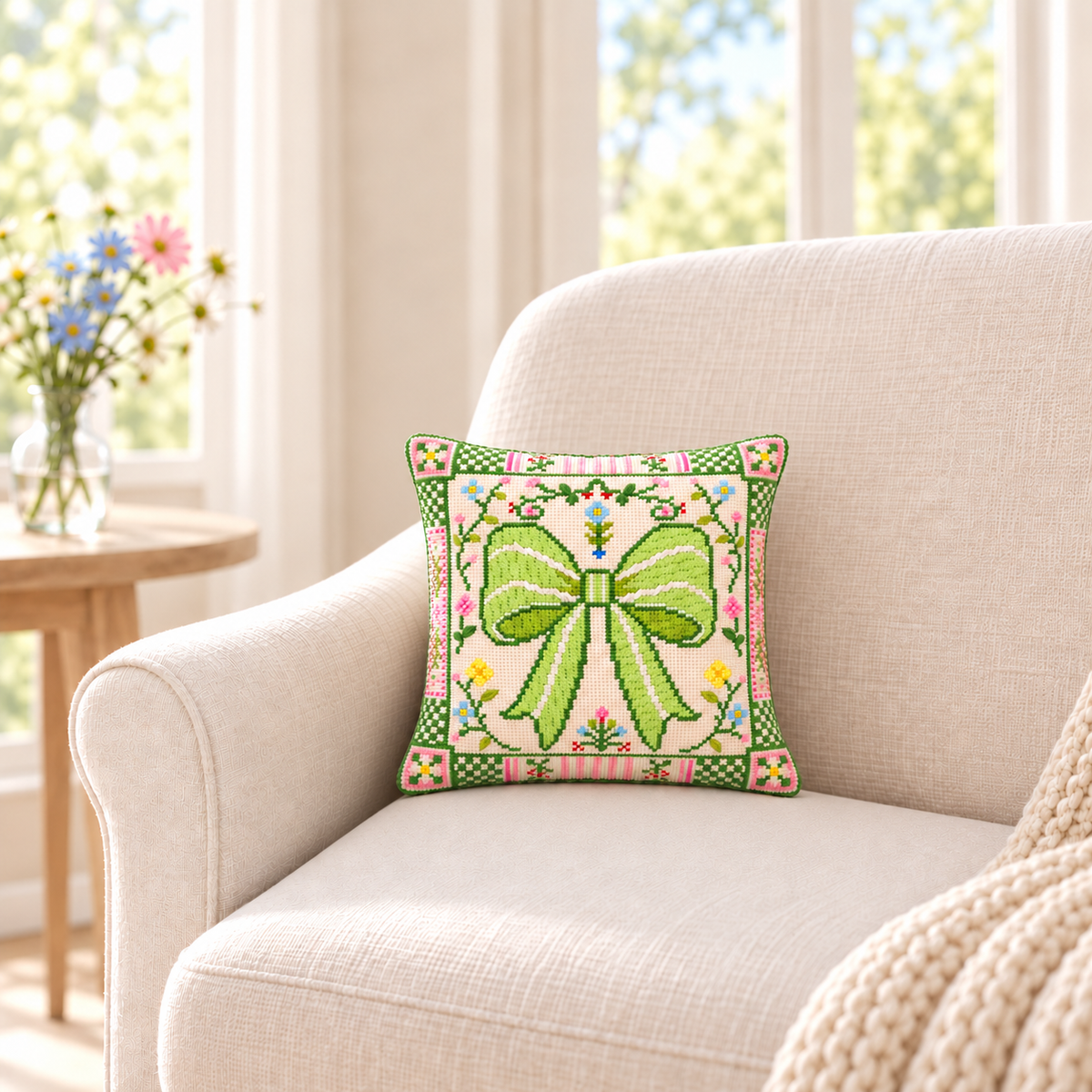 Green Bow Garden Pillow Kit