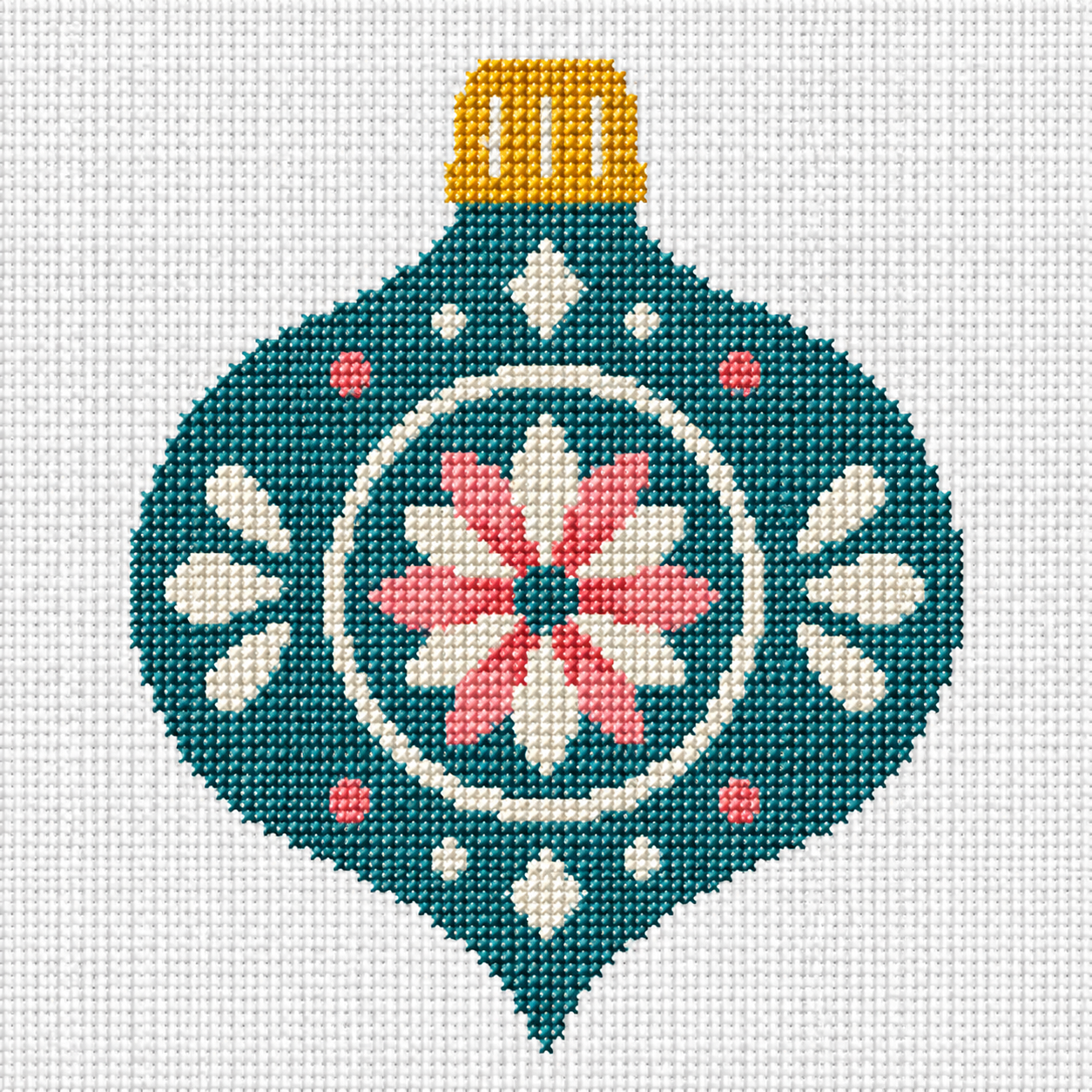 Festival Baubles - Teal Blossom Medallion