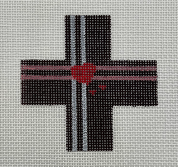 Elegant red heart & straight line pattern in brown color