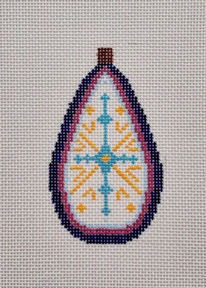 Pear-Shaped Blue & Pink Festive Ornament