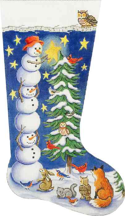 TREE TRIMMING SNOWMAN STOCKING
