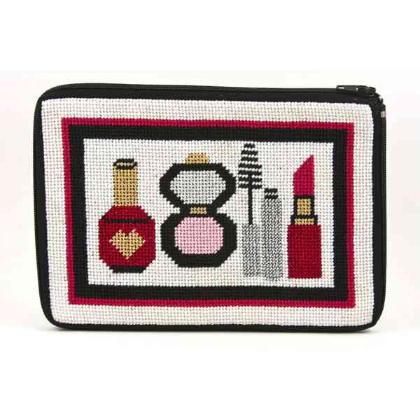 MAKE-UP & THINGS- STITCH & ZIP NEEDLEPOINT PURSE