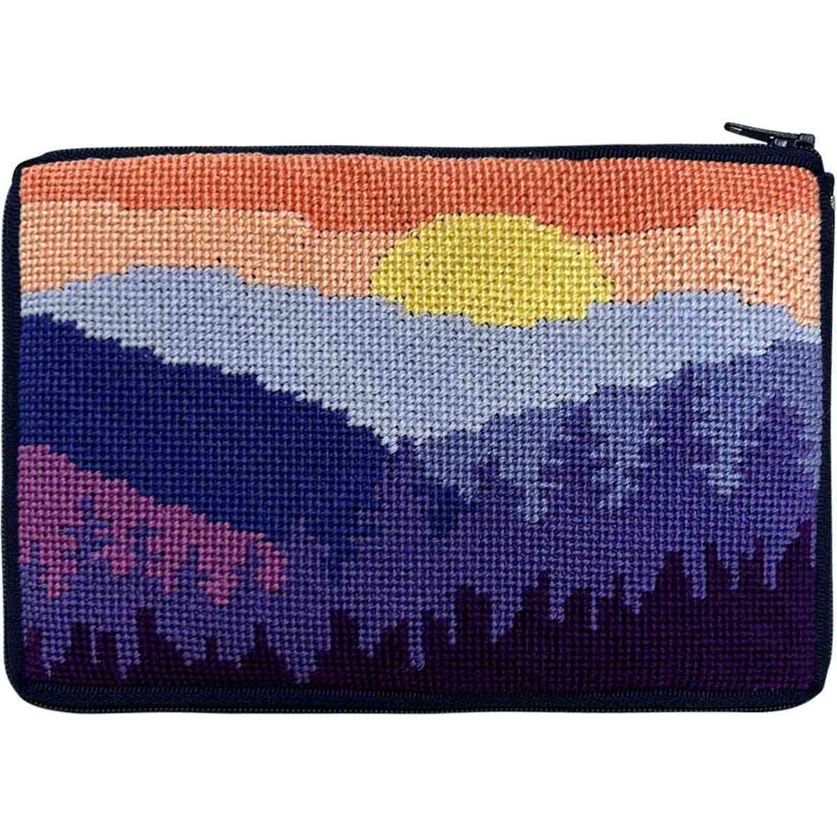 MOUNTAIN SCENE- STITCH & ZIP NEEDLEPOINT PURSE