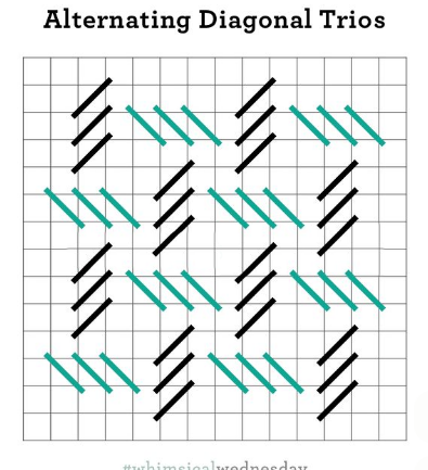 Alternating diagonal trios stitch diagram