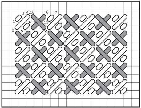 Alternating mosaic and cross stitch diagram
