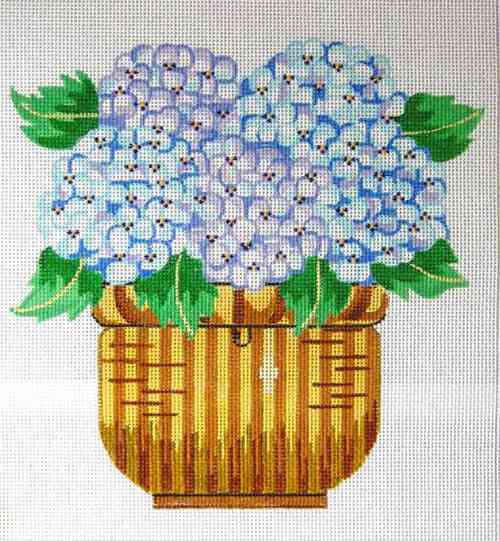 Nantucket Basket with Hydrangeas Pillow