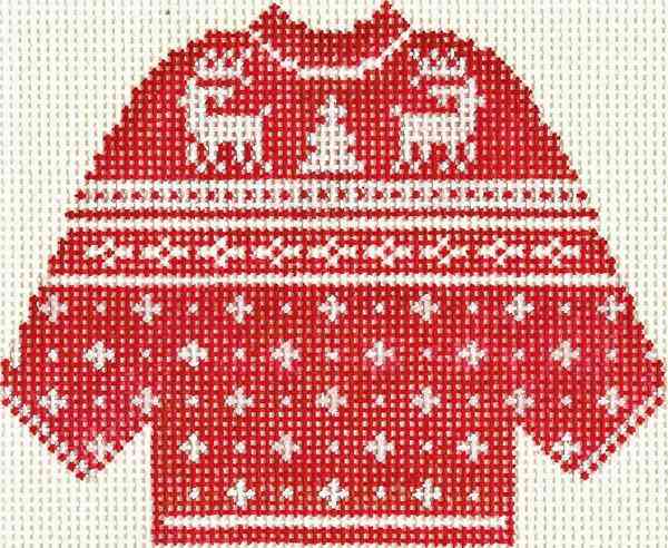 Red Reindeer Sweater Ornament