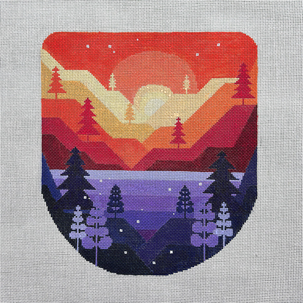 Dawn or sunset in the mountains above the lake