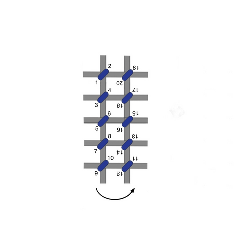 Continental (vertical rows) stitch diagram
