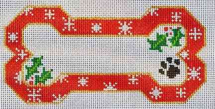 Bone Ornament - Red Snow Flake