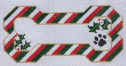 Bone Ornament - Christmas Stripes