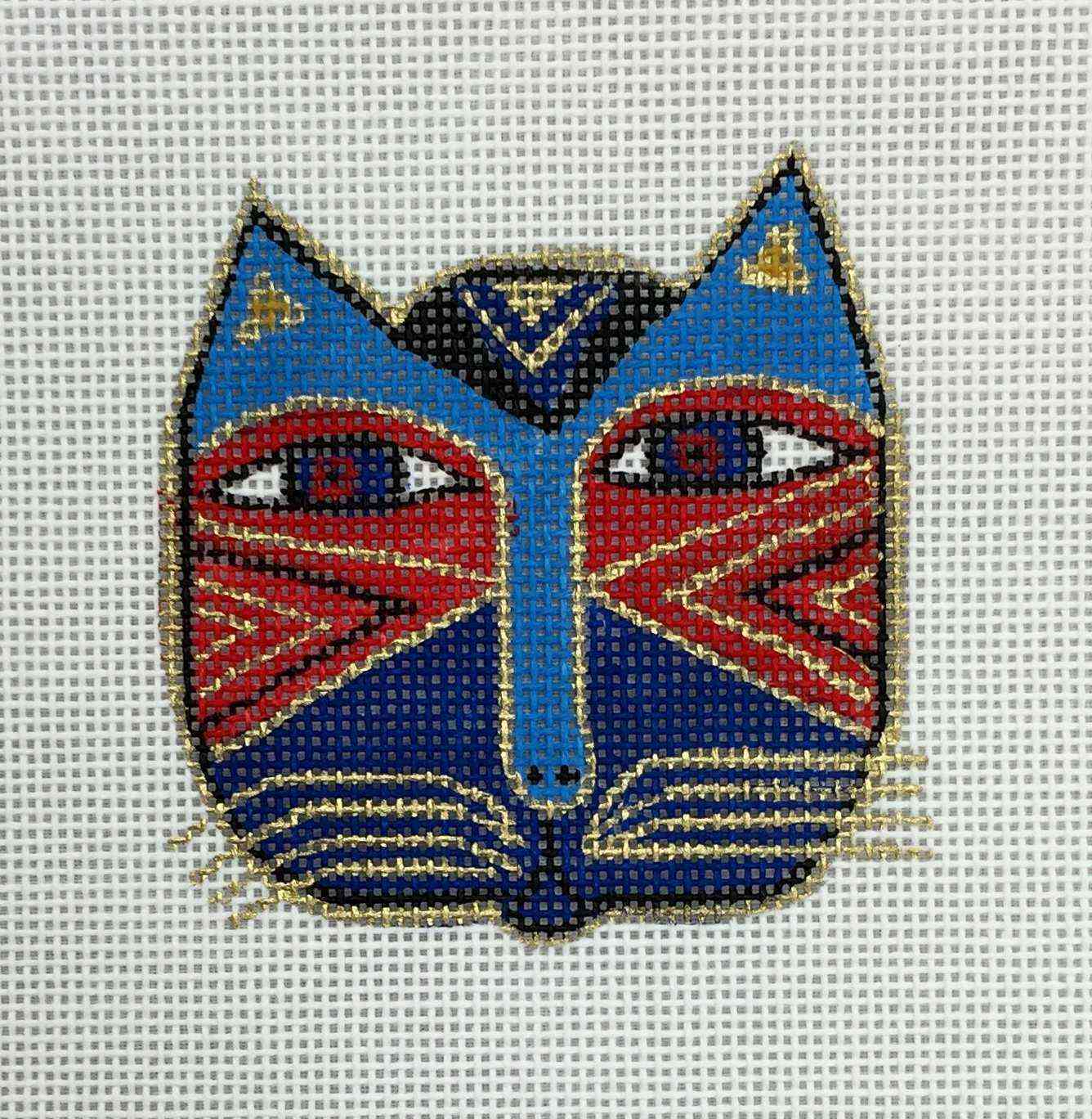 Cat Face, Blues/Red - Laurel Burch
