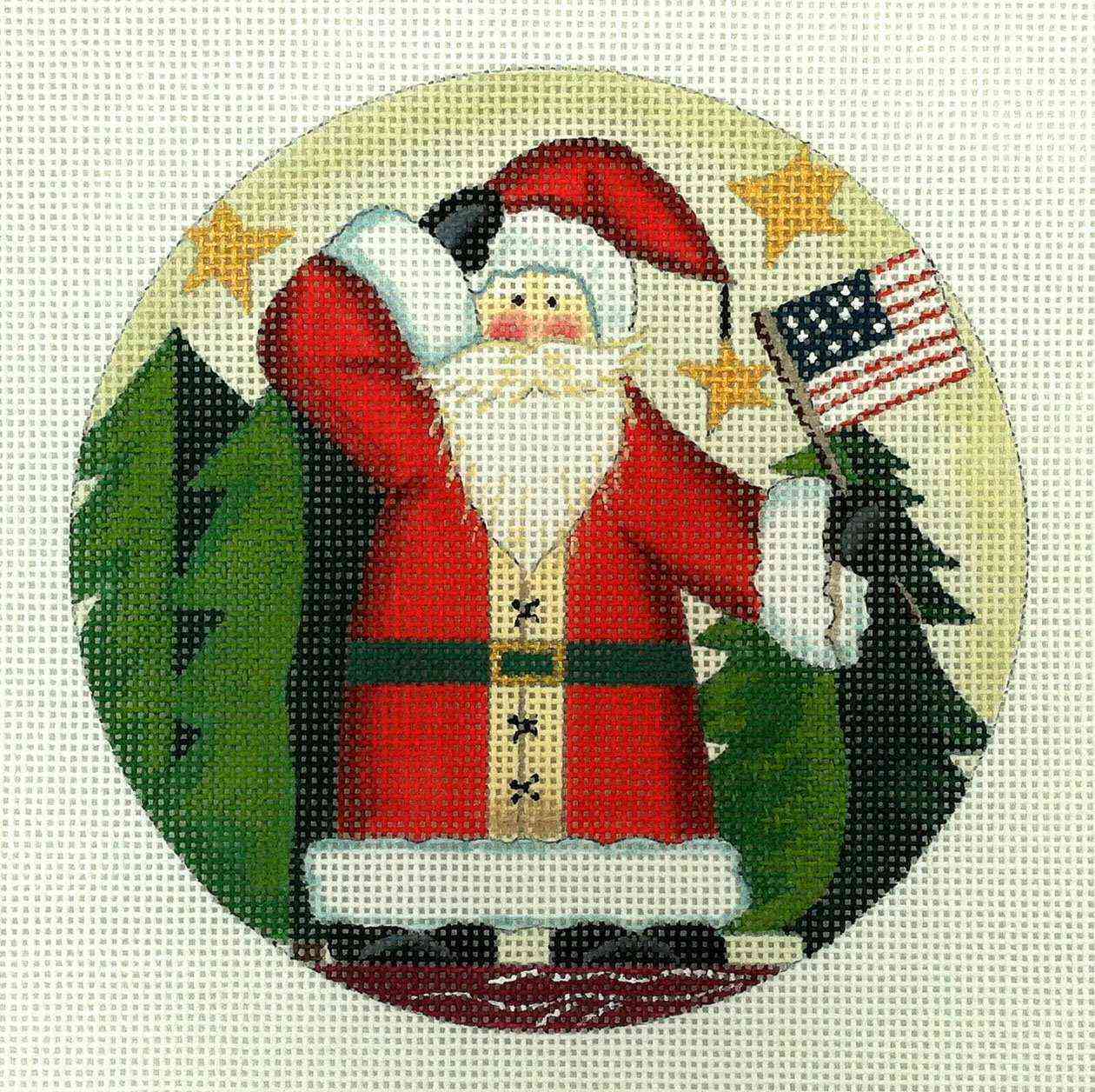 Ornament - Santa w/ Flag
