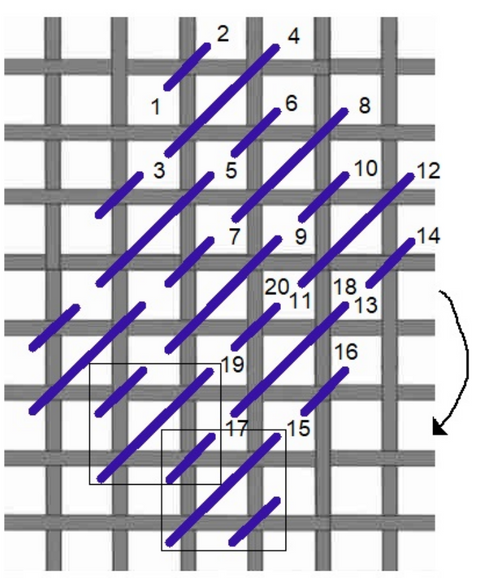 Diagonal mosaic stitch diagram