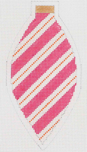 Pink Stripe Teardrop - Mid-Century Ornament
