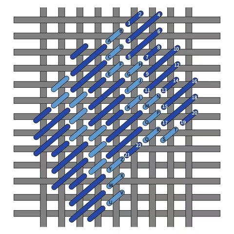 Framed diagonal cashmere stitch diagram