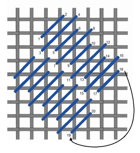 Giant diagonal mosaic stitch diagram