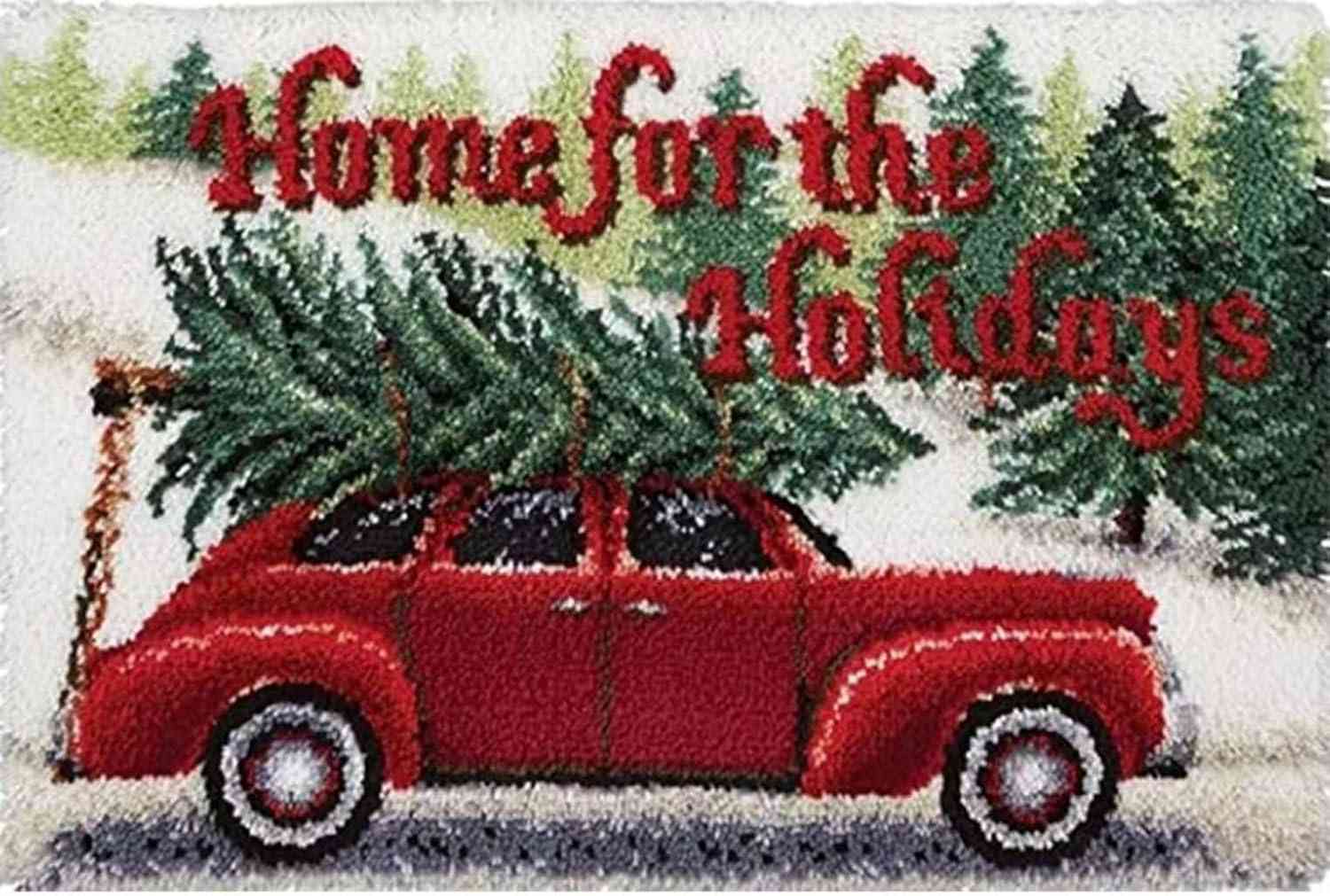 Latch Hook Rug Kits - Christmas Tree in The Car